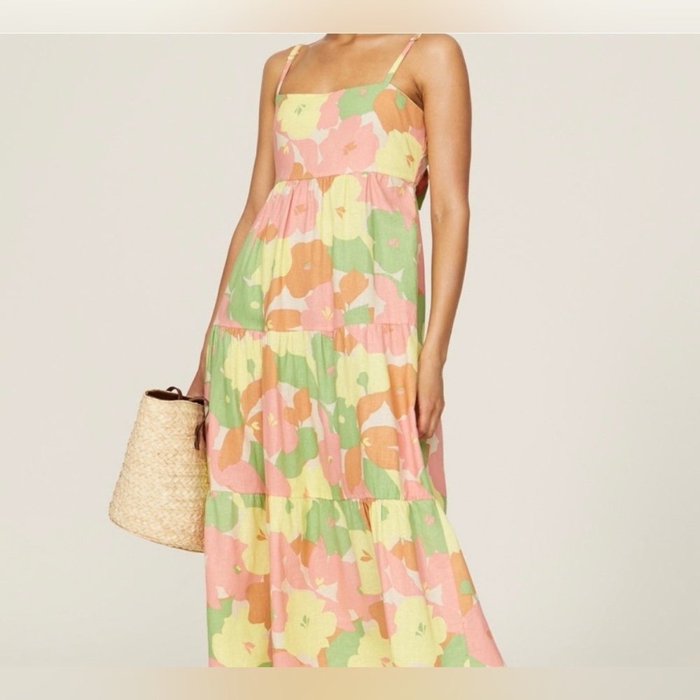 Sanctuary Women XXL Maxi Dress Smocked Back Multicolor Floral Pattern Print